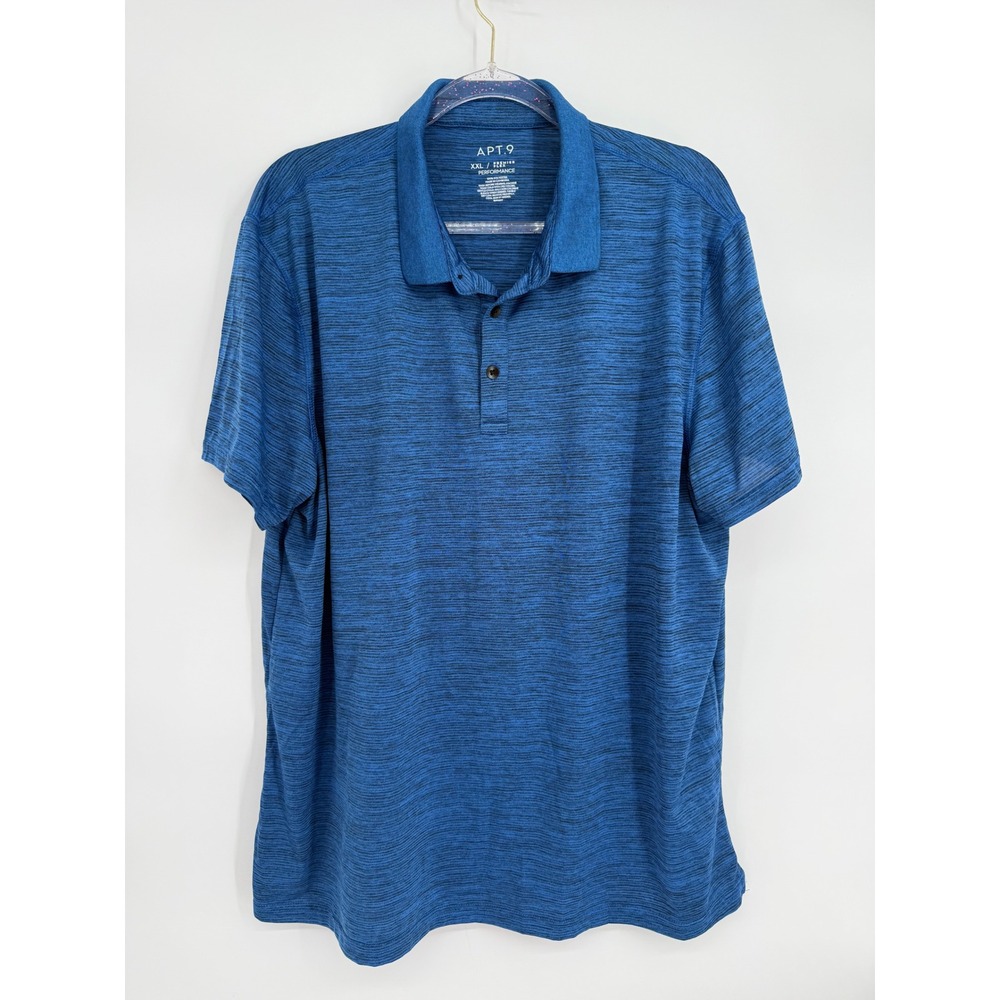 Apt 9 Premier Flex Performance Mens Sz XXL Blue Space Short Sleeve Polo Shirt